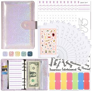In stock wholesale A6 leather loose-leaf folder Journal book new macaron PU notebook cash budget book