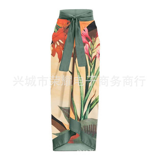New printed European and American swimsuit cross-border tight slim retro printed strap one-piece swimsuit Amazon wholesale