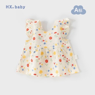 Baby Clothes Baby Girl Short Sleeve Summer Thin Baby Going Out Single Top Children's Clothes Baby Flower T-Shirt Spring and Summer