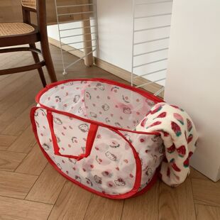 Cartoon Fabric Toy Storage Basket Dirty Clothes Basket Household Folding Laundry Basket Foldable Storage Basket Mesh Dirty Clothes Basket