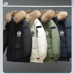 Trendy Brand Cross-border Tooling Outdoor Sports Fur Collar Hooded Jacket Men's Explosions Men's Down Jacket Lovers