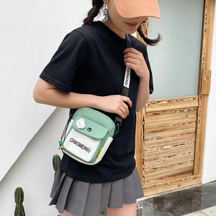 2021 New Summer Casual Crossbody Canvas Small Square Bag Korean Style Girl Urban Simple Color Contrast Shoulder Bag ins