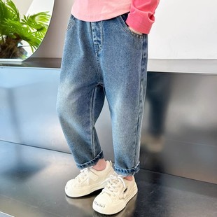 Children's Loose Jeans All-match Western Style Spring and Autumn Girl's Fashionable Outer Wear 2025 New Pants Baby's Spring Wear
