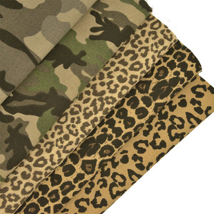 In stock 12-ounce polyester cotton leopard print/camouflage printed canvas handbag bag pillow shoe material printed fabric