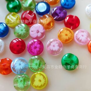 Factory wholesale shirt button transparent flower resin button // DIY clothing accessories preschool education handmade