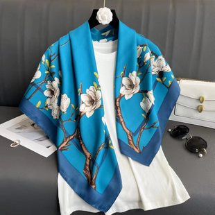 European and American style twill 90 large square scarf scarf letters leopard beach towel all-match high-grade thin spring and summer cross-border exclusive