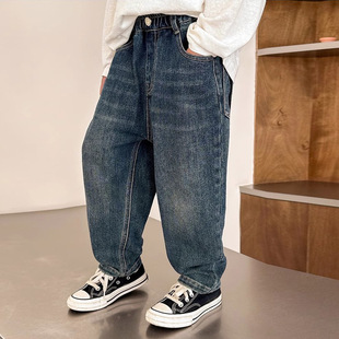 Boys' Pants Spring and Autumn Children's Jeans Big Children's Trousers Men's Baby Boys Big Children's Autumn 2024 New Fashion