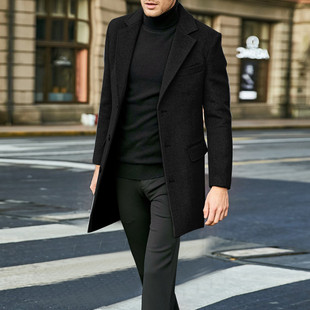 2023 Cross-border New Trenchcoat Amazon in stock Autumn and Winter Woolen Men's Coat Thickened Single-breasted Woolen Coat
