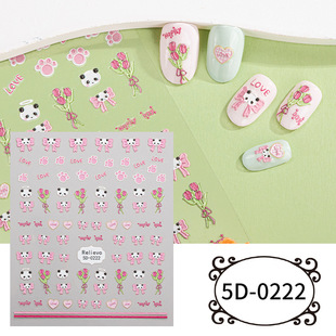 Zhengxiang Cyber Celebrity 5d Nail Art Sticker Embossed DIY Monster Nail Art Sticker Custom OEM Flower Tulip Nail Sticker