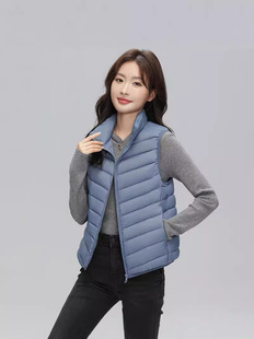 90 White Duck Down Vest 2024 Winter New Style Vertical Collar Light Down Vest Women's Short plus size Waistcoat