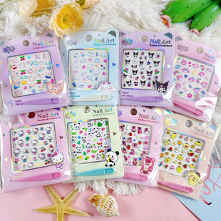 5D наклейки для ногтей для детей мультфильм Sanrio Мелотти наклейки для ногтей стикер с рельефными водонепроницаемыми наклейками для ногтей