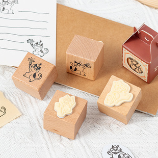 Ретро кот серия деревянная печать Симпатичные животные DIY декоративные материалы