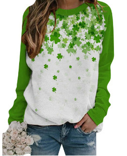 Autumn 2022 New Cross-border Women's Clothing Amazon Independent Station Foreign Trade Printed Shoulder Long Sleeve Round Neck Sweat for Women