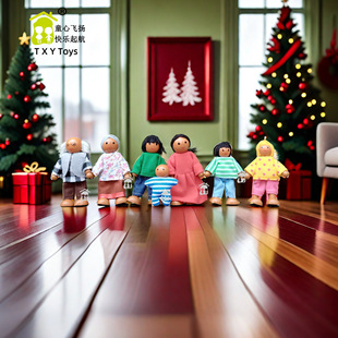 Simulation play house Latino brown skin color Doll Doll decoration cute children character traffic seven people Doll