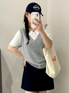 plus size Age-reducing College Style Fake Two-piece Top Women's POLO Shirt 2025 Summer chubby girl Knitted Short-sleeved T-shirt 23028