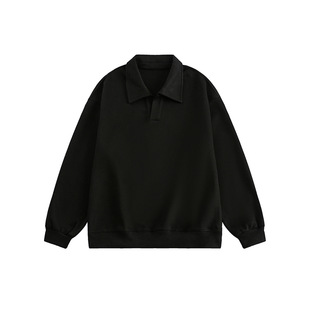 CATTEE American Style Retro Simple Solid Color Polo Collar Sweater Men's Spring Youth Commuting All-match Base Shirt
