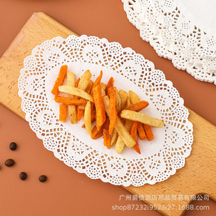 Disposable Lace Paper Pad Oval Flower Base Paper Fried Food Dinner Plate Lace Pad Paper Oil Absorbing Paper Household Baking