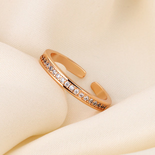 925 silver row diamond ring open ring women's ins European and American style simple niche design fashion all-match temperament ring