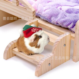 Hamster Nest Wooden Pet Wooden Bed with Ladder Wooden Pet Bed for Dutch Pigs and Rabbits with Stairs Animal Bed