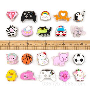 Cross-border New Cave Shoes Accessories PVC Shoe Flower Shoe Buckle LED Flashing Light Garden Shoes Cartoon Decorations Accessories in stock