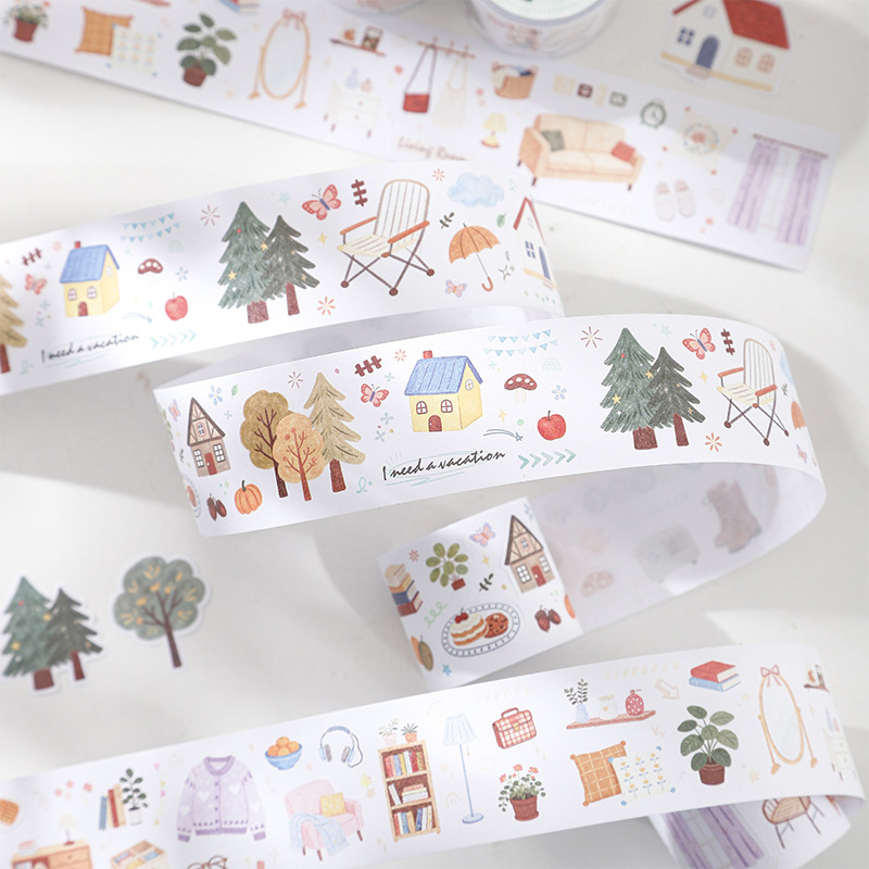 Tomato Sauce Girl Healing Hand-Drawn Die-Cut Tape Sweet Healing Life Series Journal Material DIY Decorative Loop Stickers