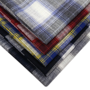 Factory Wholesale Polyester, Cotton and Linen Yarn-Dyed Blended Plain Plaid Fabric Clothing Fabric Luggage Shoes and Hats Tablecloth 087