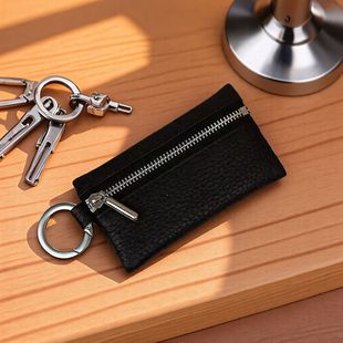 Cross-Border Pebbled Leather Coin Purse Portable Compact Car Keychain Small Wallet Zipper Keychain Wallet