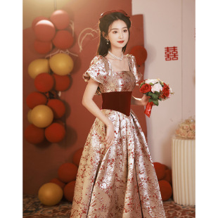 Toast dress bride 2024 new high-grade long wedding elegant engagement dress female princess on the run spring and autumn