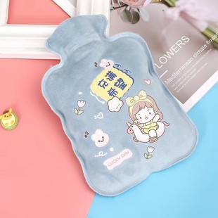 Short plush water injection hot water bag cartoon mini pvc hand warmer printable pattern hot water bag wholesale winter essential
