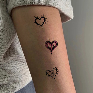10 Pink Black Love Tattoo Sticker Love Tattoo Sticker Party Party Holiday Event Gift Arm Decoration Waterproof