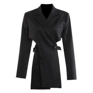 25 Early Spring Personality Backless Cutting Irregular Waist Suit Jacket 1795