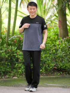Summer wear middle-aged and elderly large size sports suit Business Men's cotton casual suit men's shorts factory direct sales