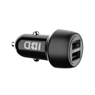 Factory Direct supply 5V3.1A car charger dual USB24W car charger black PC Shell car fast charging