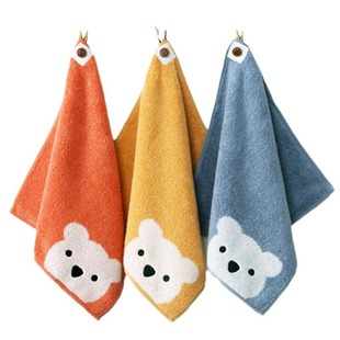 Wholesale gold type a pure cotton comes with lanyard to wipe hands four square towel kitchen bathroom soft absorbent S6130WH