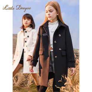 Girls' Woolen Coat 2022 Winter New Style Girls' Western Style British Style Long Children's Quilted Woolen Coat