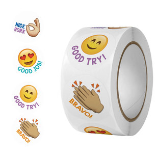 Amazon Explosions 8 Kinds of Emoji Toys Smiley Stickers Teachers and Children Reward Label Seal Stickers 500/Roll