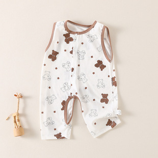 Baby jumpsuit vest summer thin for boys and girls baby hardy sleeveless strap hardy newborn boneless climbing suit