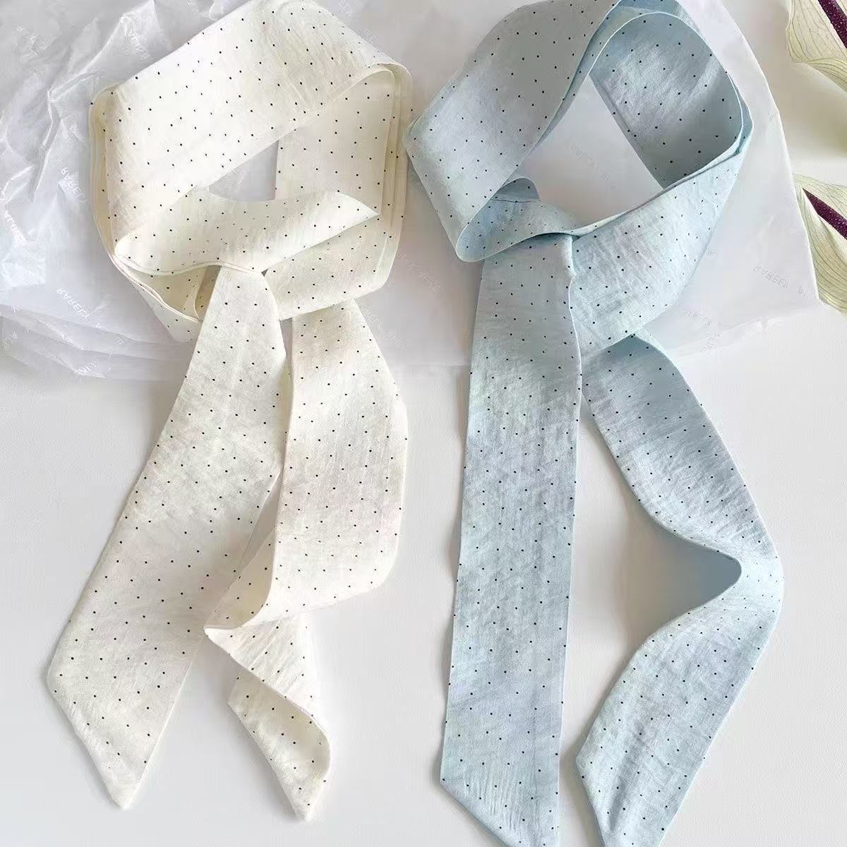 Korean-Style Spring and Summer New Narrow Long Silk Scarf for Women, High-End Hair Tie, Multifunctional Versatile Belt, Silk Ribbon