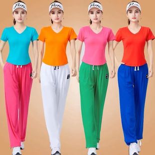 New Square Dance Suit New Long and Short Sleeve Women's Slimming Fitness Sports Dance Team Practice Clothes