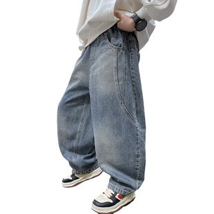 Boys Jeans 2025 New Spring and Autumn Big Children's Straight Pants Fashionable Duffian Handsome Fashionable Boys Clothes