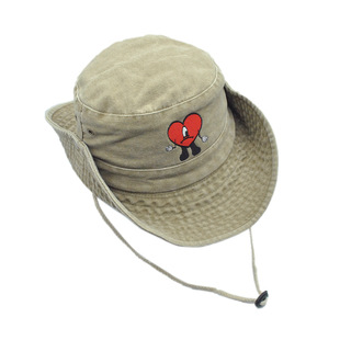 Amazon Bad Rabbit Embroidered Fisherman Hat Pure Cotton Washed Cowboy Hat Outdoor Fishing Sun Hat for Women