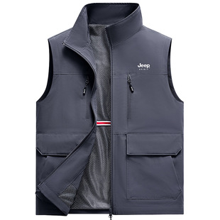 Spring and Autumn Outdoor Quick-drying Vest Men's Vest Sleeveless Work Wear Thin Jacket plus size Sports Vertical Collar Vest Fashion