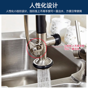 Spring sink kitchen faucet all copper body cold and hot vegetable basin dishwashing extraction faucet spray gun shower can be rotated