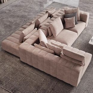 Minimalist Double-Sided Fabric Sofa Modern Light Luxury Villa Large Living Room Module Combination Three-Seat Combination Sponge