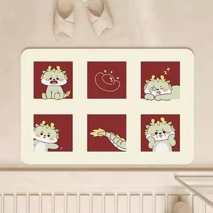 Home door mat cartoon animal Red entrance and exit safe floor mat living room door absorbent carpet