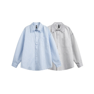 Beijie Men's American Fashion Brand 2025 Spring New Double Lapel Long Sleeve Plaid Shirt Men's Casual Shirt