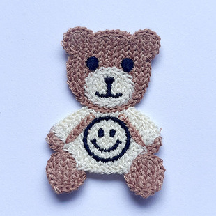 Clothing Accessories Computer Embroidery Water Soluble Love Bow Bear brown Beige Bear Smiley Bear
