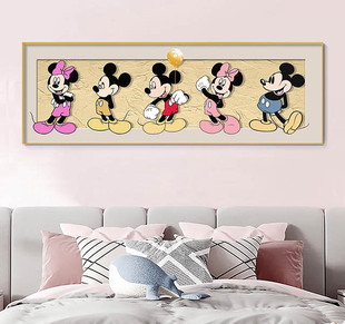 Cute fashion panda Mickey cartoon bedside painting bedroom hanging painting decorative painting living room