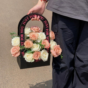 Rose Carnation Hand-Held Flower Box Finished Artificial Flower Valentine's Day Gift for Birthday Gift for Girlfriend, Friend and Best Friend