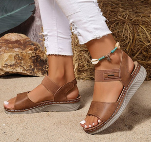 Cross-border Foreign Trade plus size Flat Sandals Women's 2024 Summer New Retro Comfortable Casual Sandals Women
